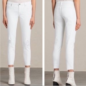 ALL SAINTS Mast fit distressed‎ skinny jeans 25